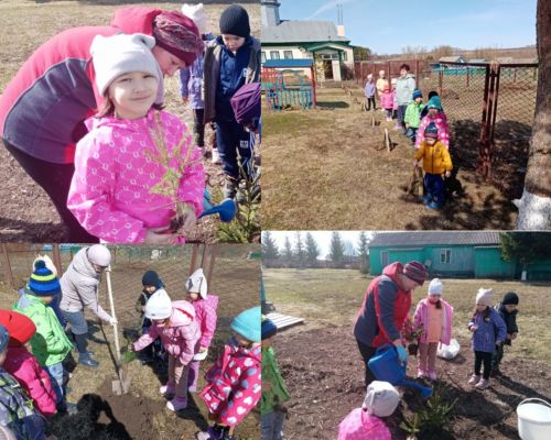 Шекә балалар бакчасына йөрүче балалар Бөек Ватан сугышында һәлак булган геройларга багышлап агачлар утыртты
